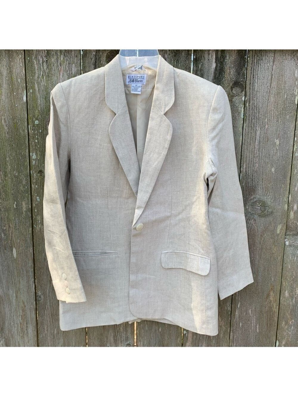 BILL BLASS vintage linen menswear blazer jacket spring summer classic neutral